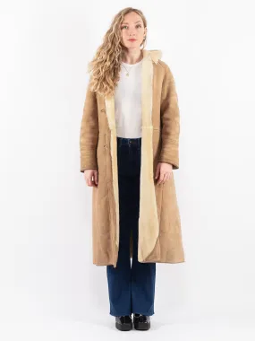 Vintage 90's Women Sheepskin Coat in Beige