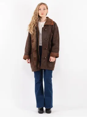 Vintage 90's Women Sheepskin Coat in Brown