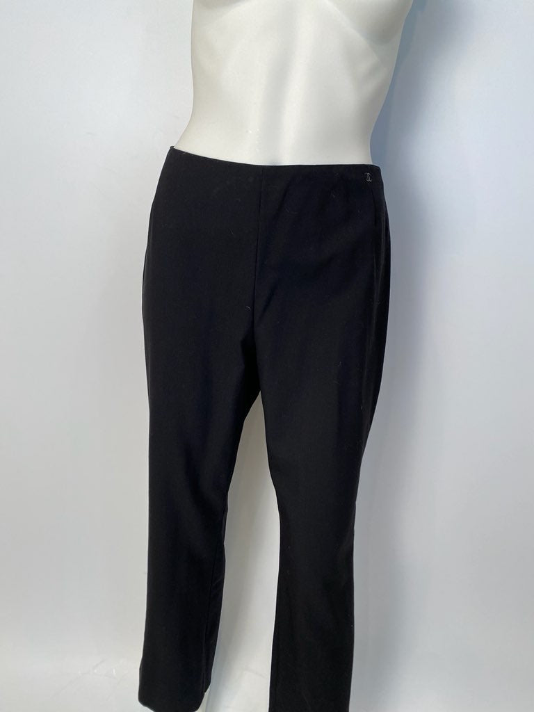 Vintage Chanel 01P, 2001 Spring Black Straight Leg Pants Trousers FR 40