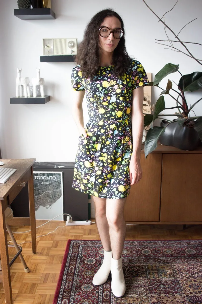 Vintage Victoire Birds of North America Engoulevent dress (Neon Splatter)