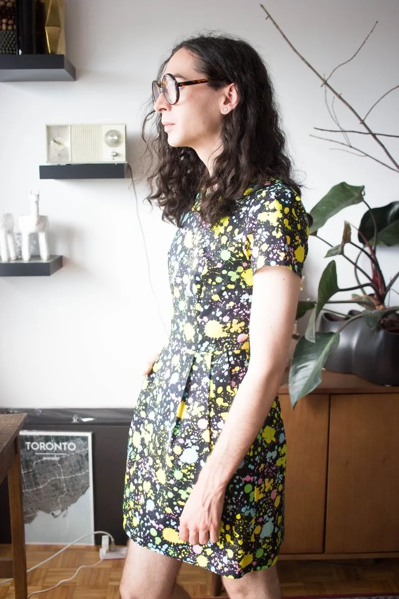 Vintage Victoire Birds of North America Engoulevent dress (Neon Splatter)