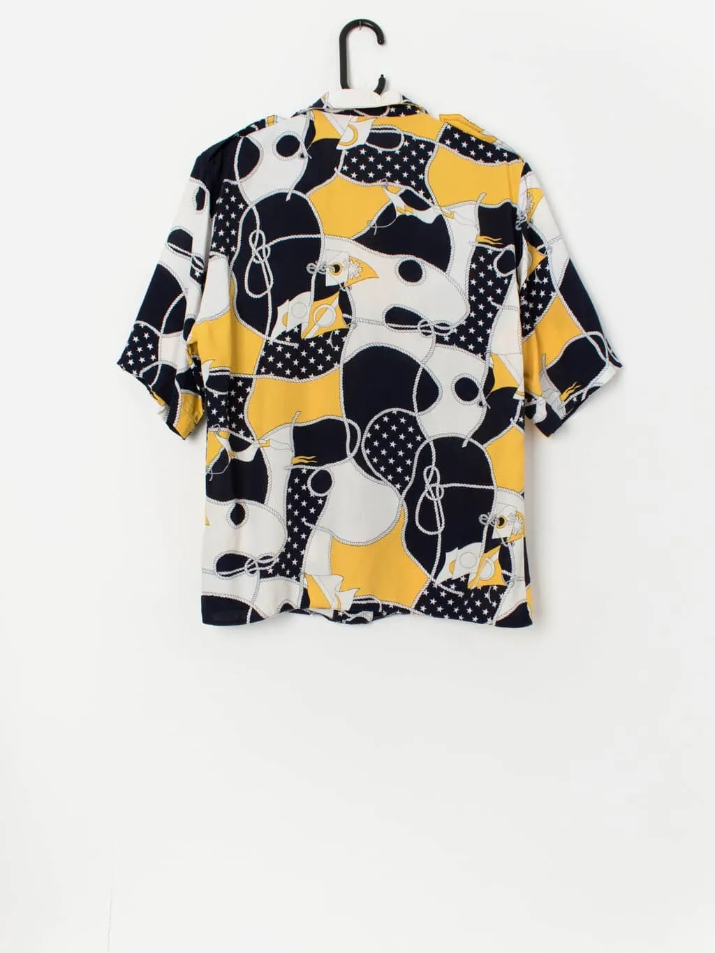 Vintage yellow and blue abstract blouse – Medium