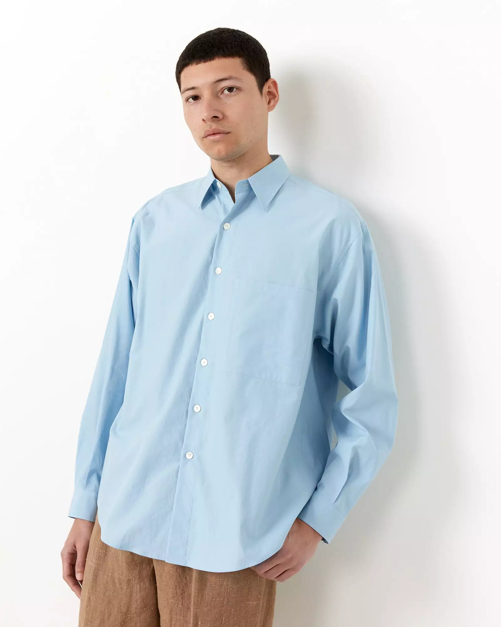 Washed Finx Twill Big Shirt in Sax Blue