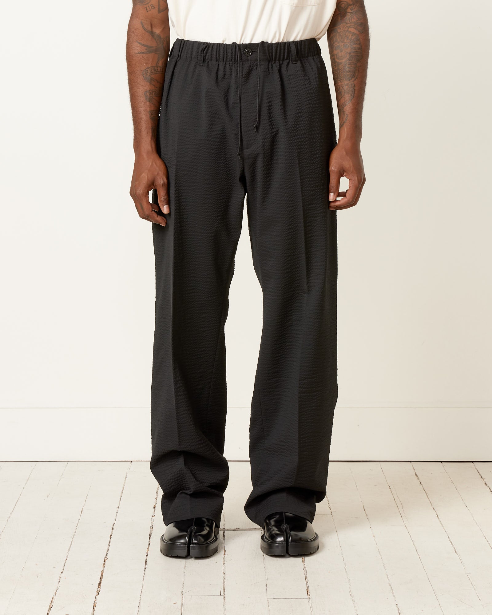 West Coast Pant 3.0 Super 120s Wool Seersucker in Black