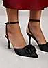 Where’s That From Spain Black Diamante Bow Slingback Mid Heels