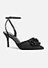 Where’s That From Spain Black Diamante Bow Slingback Mid Heels