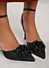 Where’s That From Spain Black Diamante Bow Slingback Mid Heels