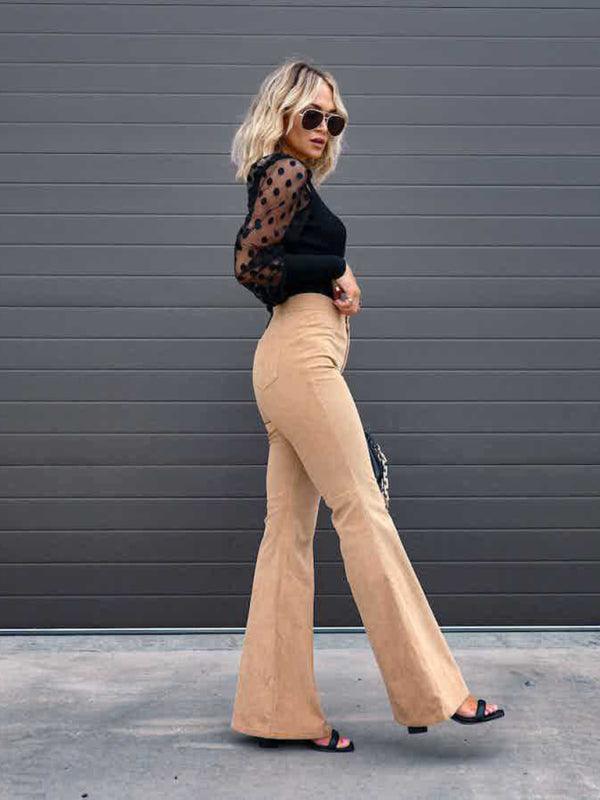 Wide Leg Flared Corduroy Women Pants