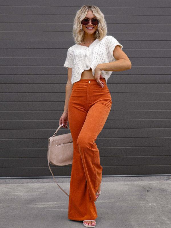 Wide Leg Flared Corduroy Women Pants