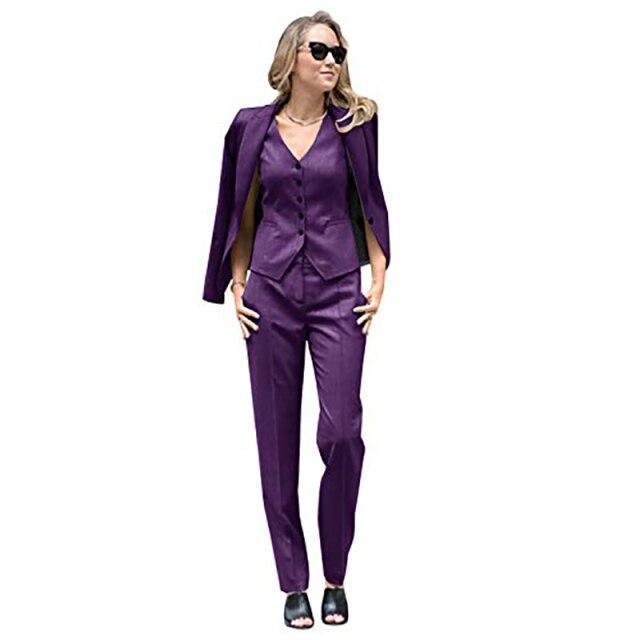 Women Slim Fit Three Piece Pantsuits