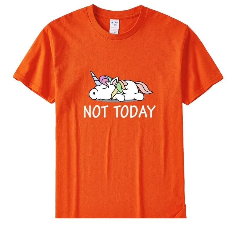 Women's Funny Not Today Unicorn Size Cotton Short Sleeve T-Shirt