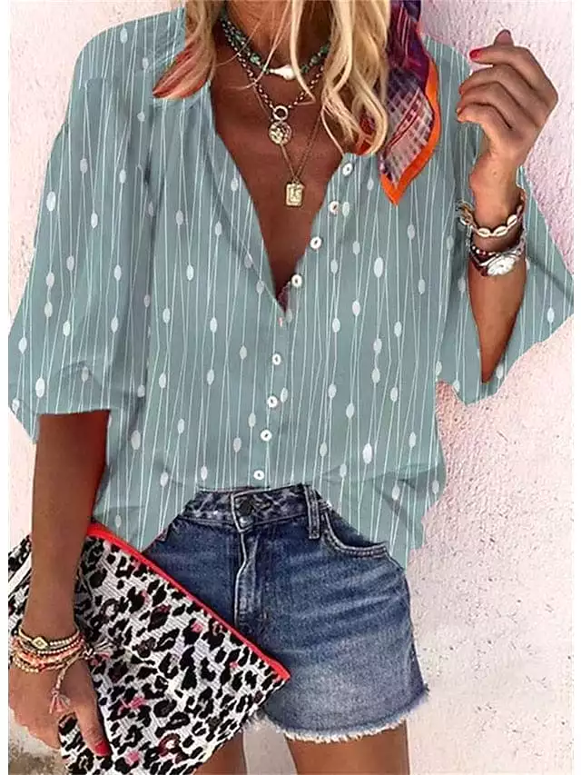 Women's Graphic Print Button Shirt Blouse