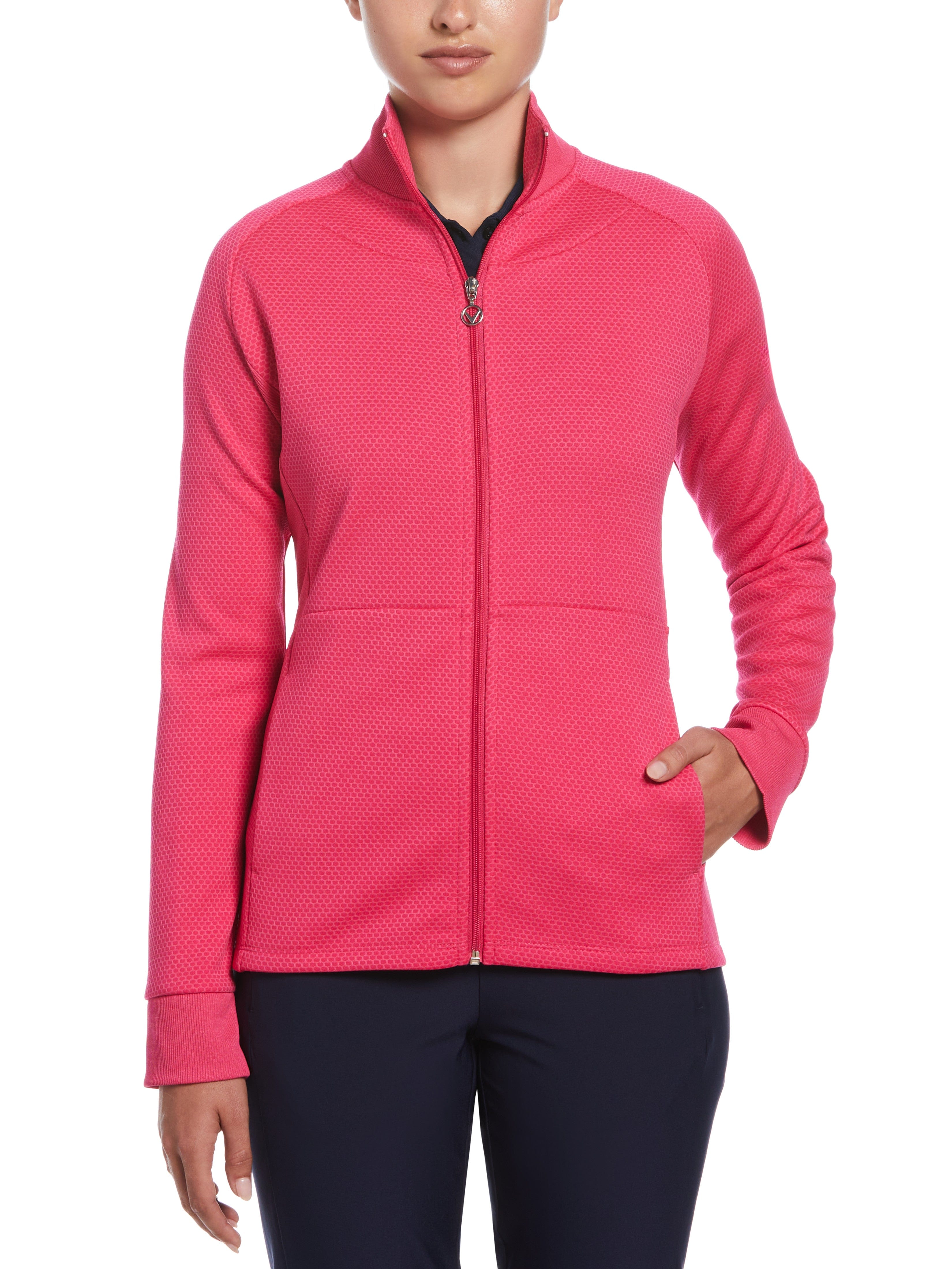 Womens Hexagon Heather Fleece Golf Jacket