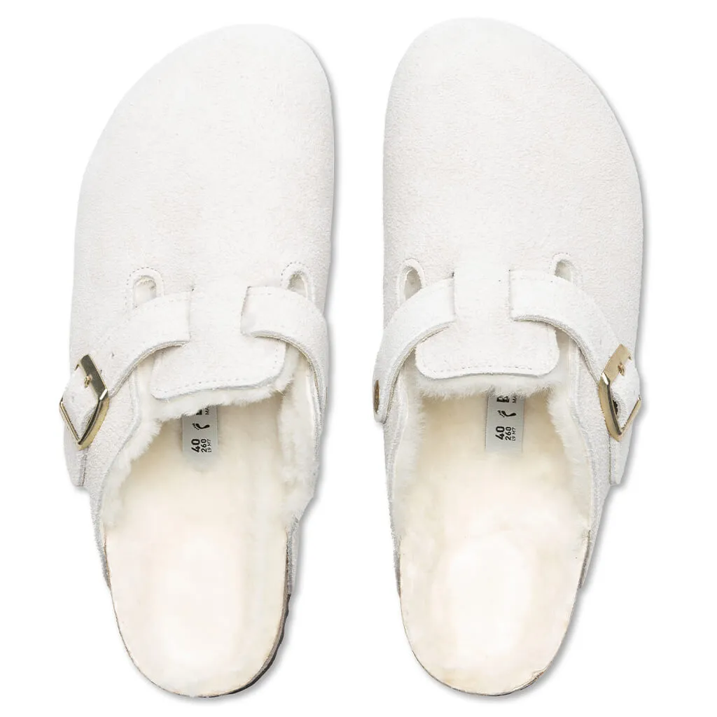 Women's Narrow Boston Shearling Suede - Antique White