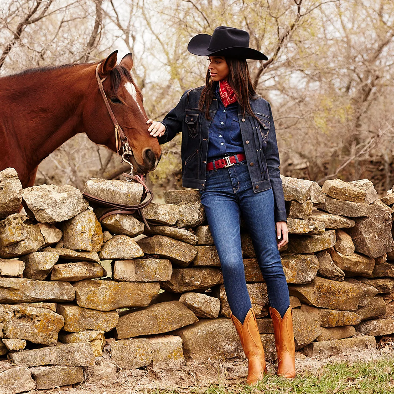 Wrangler x Lucchese Women's Denim Jacket :: Dark Wash Denim